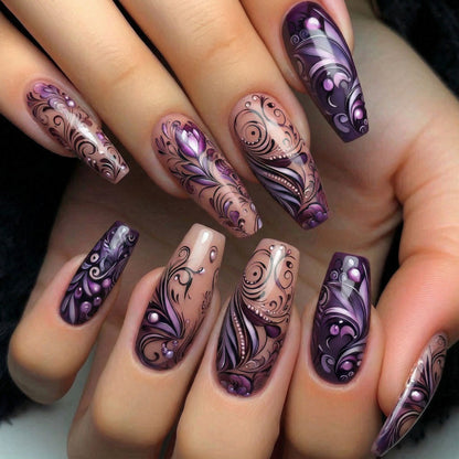 Artificial nails with floral patterns Acalora