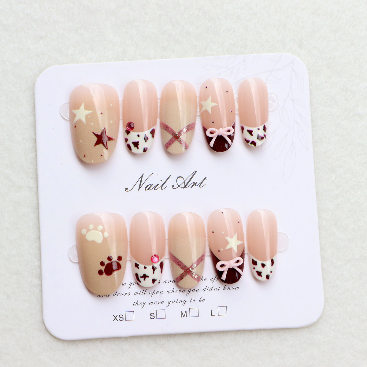 Thematic Press-On Nail Art Set with Charming Designs Acalora