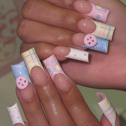 Decorative Long Press-On Nail Art Tips Acalora
