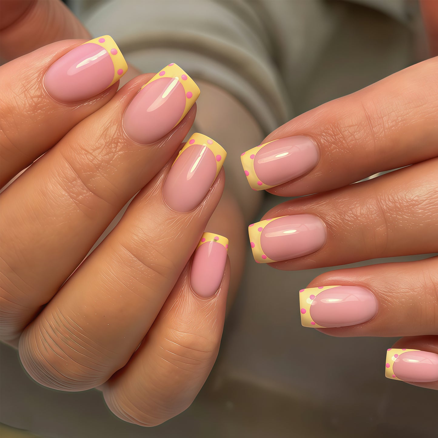 Stylish Polka Dot French Tip Nail Art Set Acalora