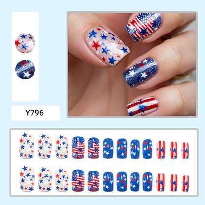 Artificial nails with patriotic star design Acalora