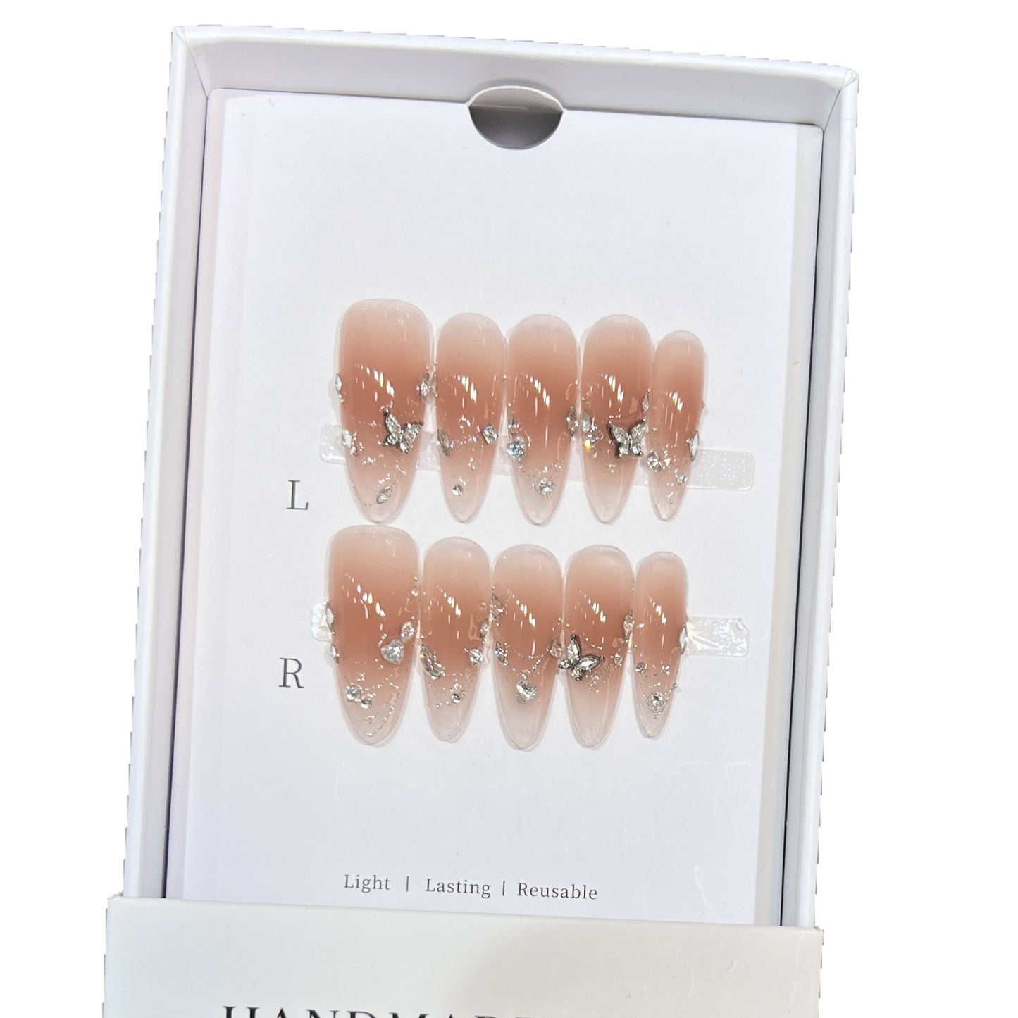 Handcrafted Stiletto Press-On Nail Set with Gemstone Accents Acalora