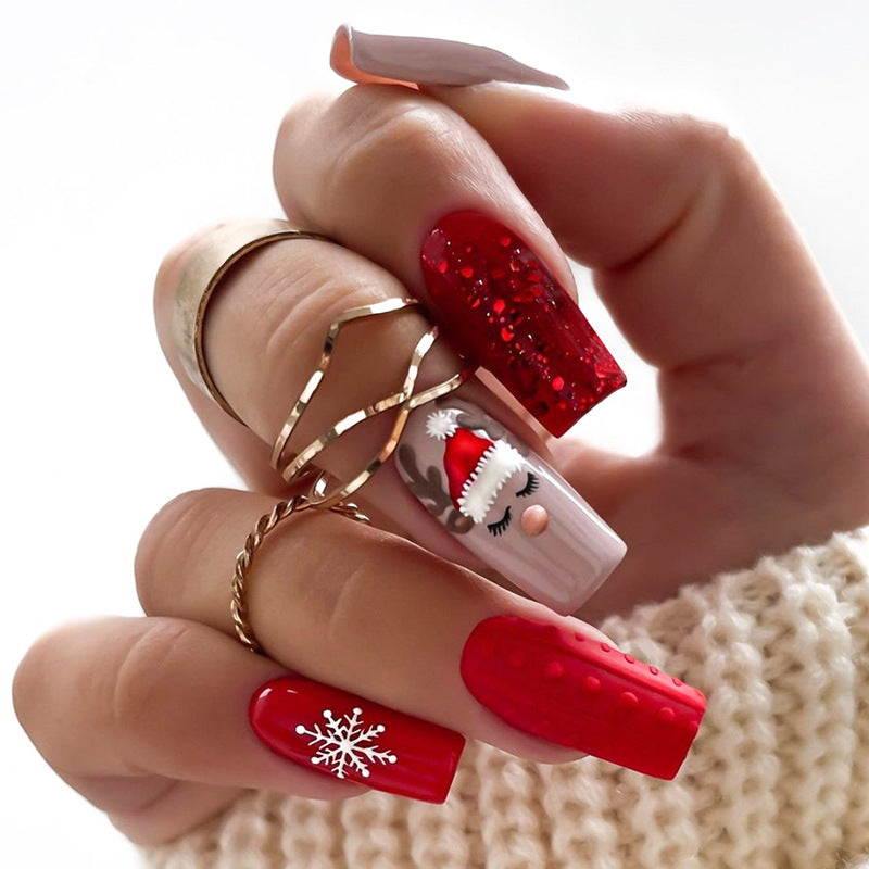 Festive Holiday-Themed Press-On Nail Art Set Acalora
