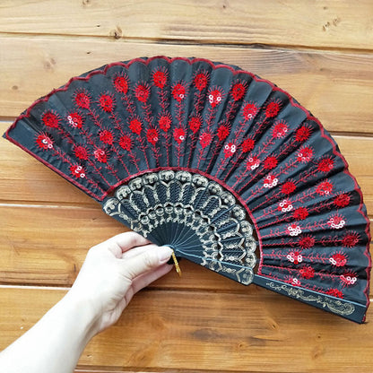 Ladies' handmade fan with fine embroideries Brehn