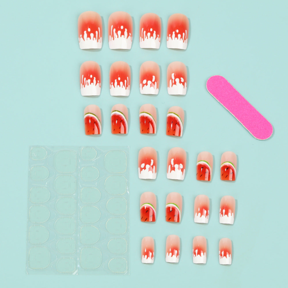 Artificial nails in stylish watermelon design Acalora