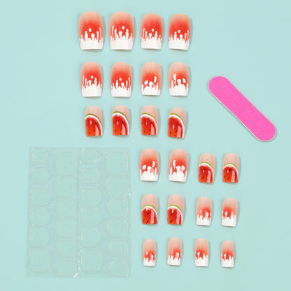 Artificial nails in stylish watermelon design Acalora