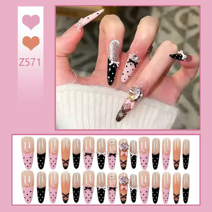 Artificial nail set with glamorous 3D applications and festive design Acalora