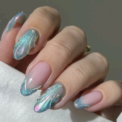 Artificial nails with glitter and wave design Acalora
