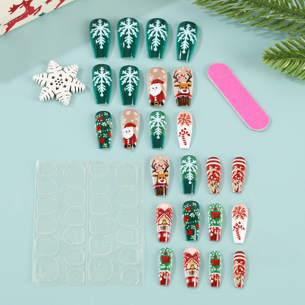 Artificial Nails Set with Festive Christmas Designs Acalora