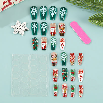 Artificial Nails Set with Festive Christmas Designs Acalora