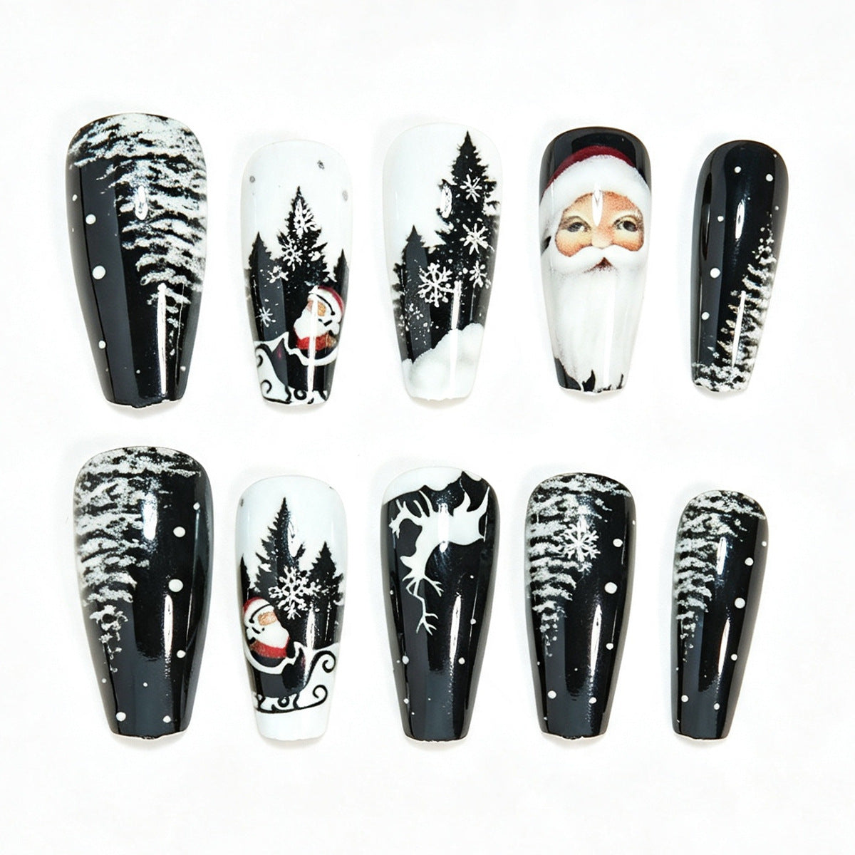 Seasonal Themed Long Press-On Nail Design Acalora