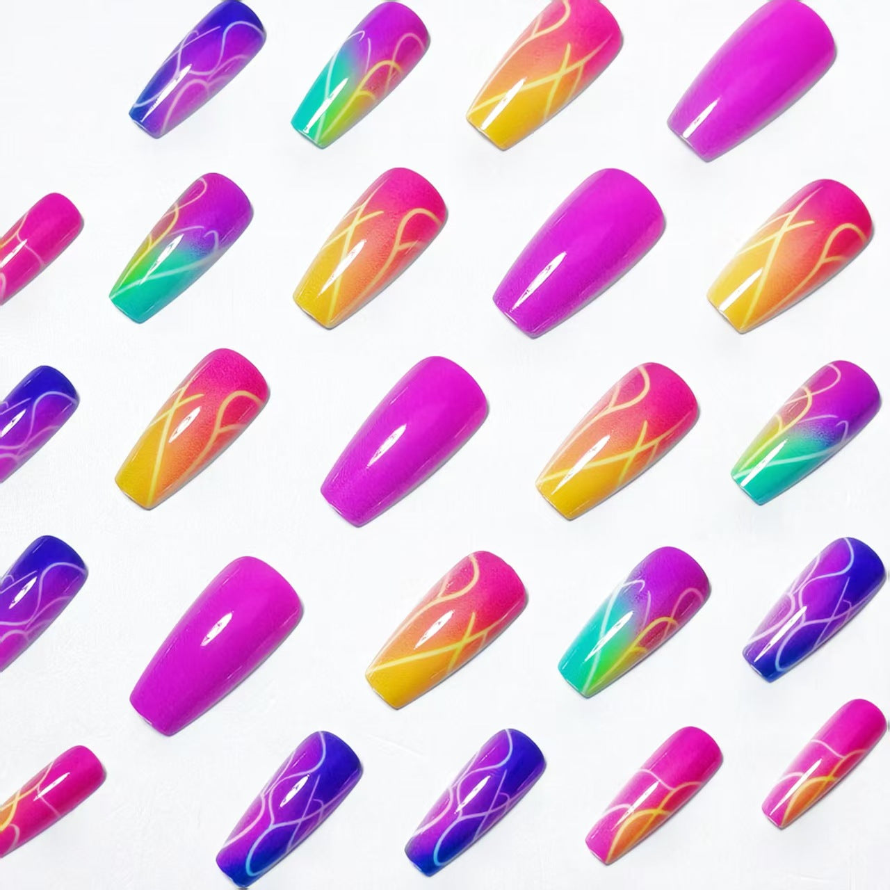 Colorful Gradient Nail Art Acalora