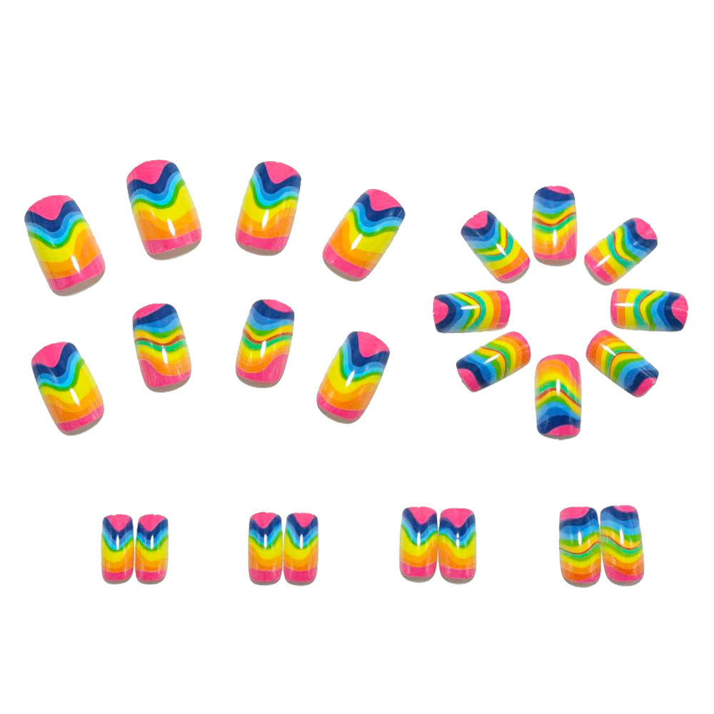 Artificial nails in vibrant wave design Acalora