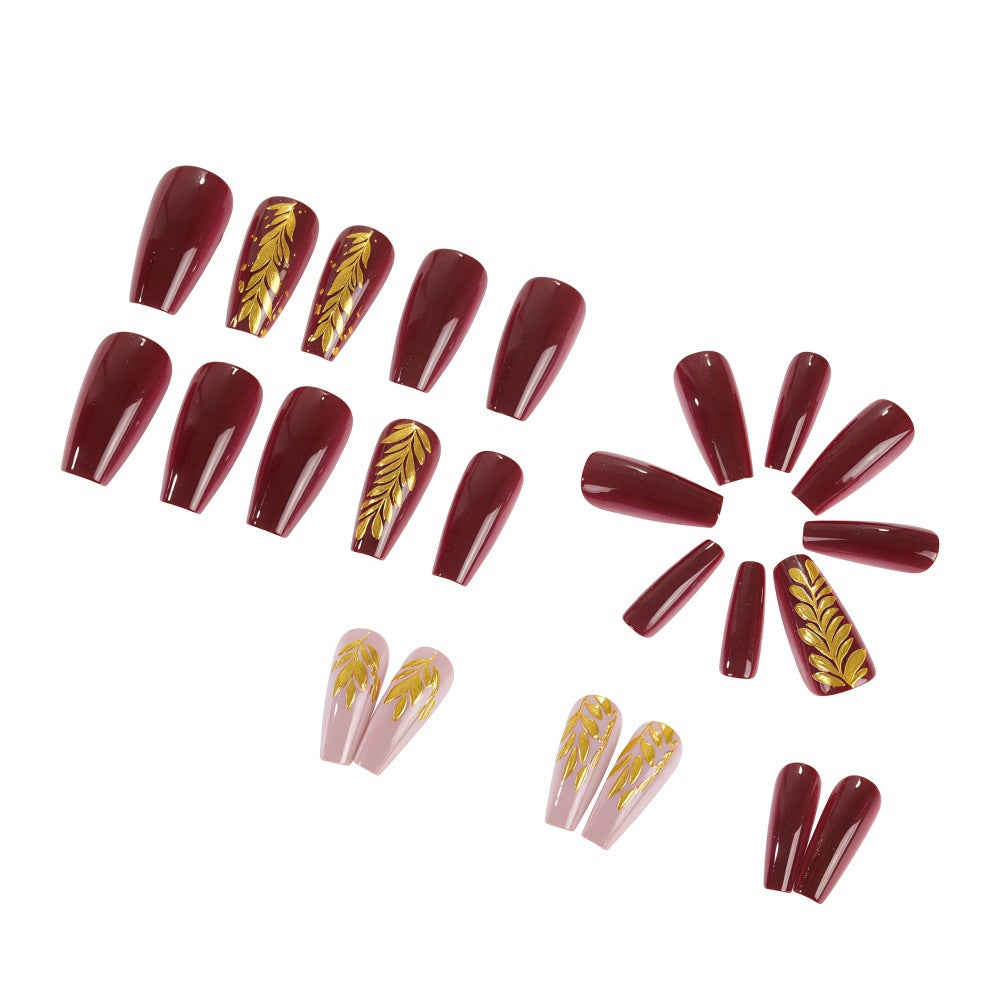 Elegant artificial nails with gold decoration Acalora