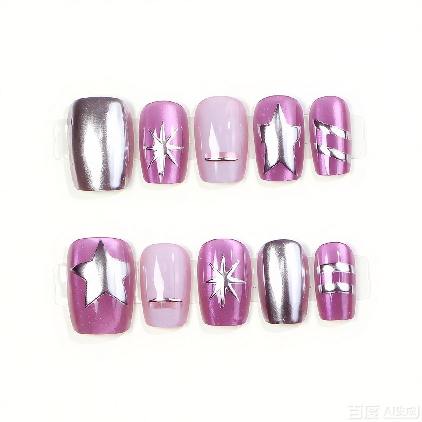 Artistic Press-On Nail Art Set with Botanical Accents Acalora