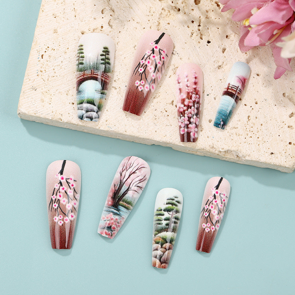 Creative artificial nails in Asian Cherry Blossom Design Acalora