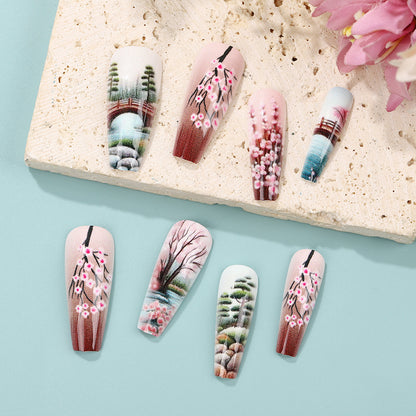 Creative artificial nails in Asian Cherry Blossom Design Acalora