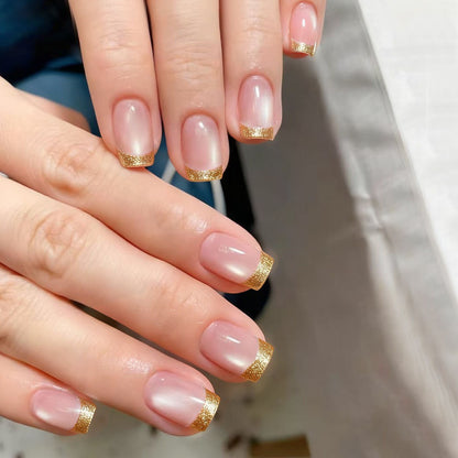 Artificial nails in elegant glitter French design Acalora
