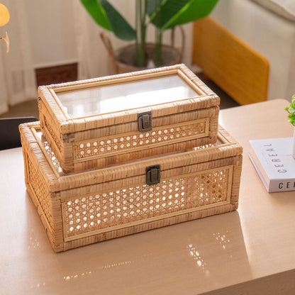 Rustic toy basket with checked pattern Acalora