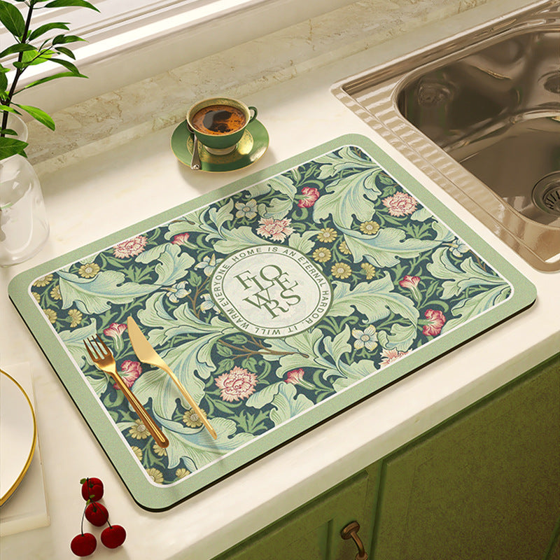 Floral Design Kitchen Mat