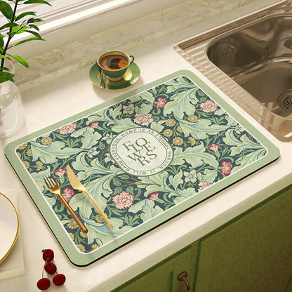 Floral Design Kitchen Mat