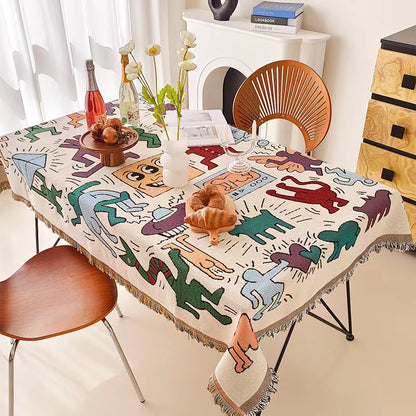 Artistic Cartoon-Inspired Tablecloth