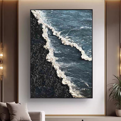 Coastal Wave Textured Canvas Artwork