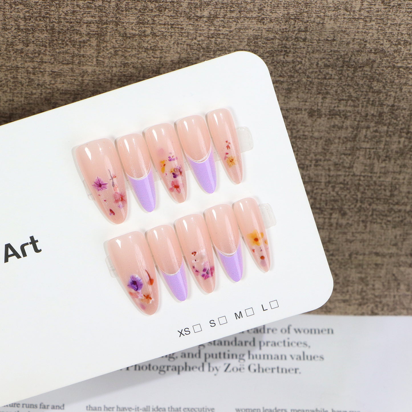 Floral-Embellished Press-On Nail Set Acalora
