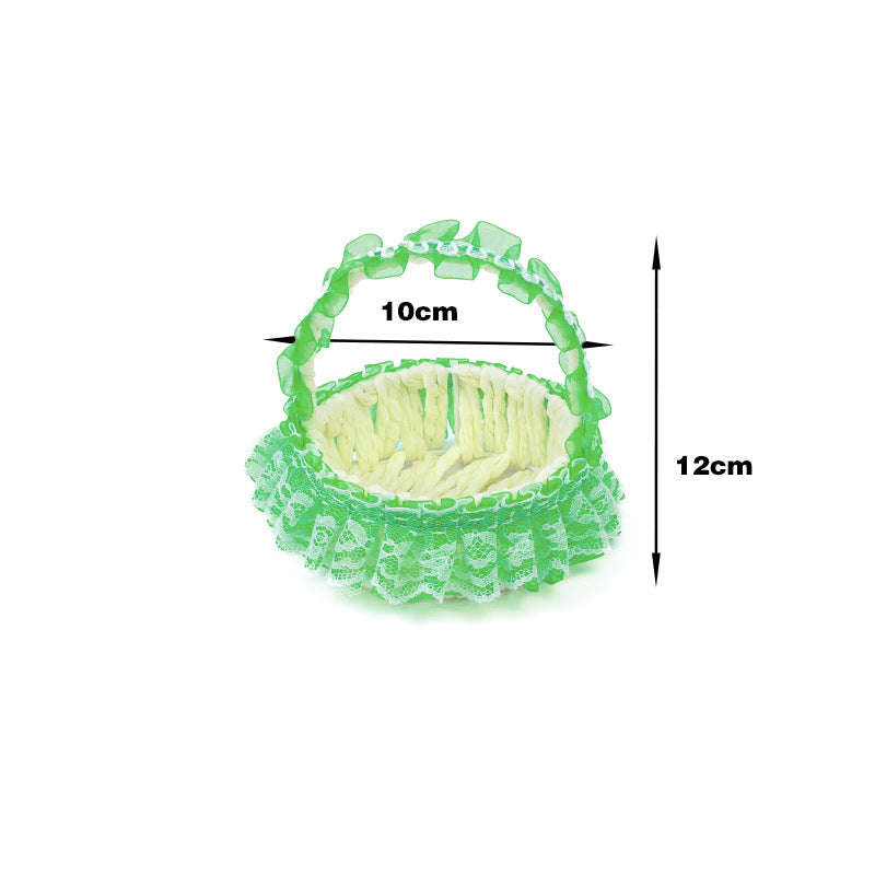 Decorative Lace Trim Woven Basket Acalora