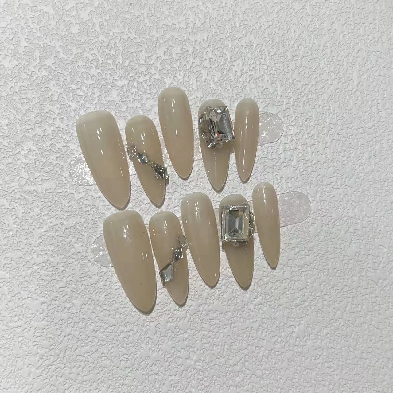 Elegant Stiletto Press-On Nail Set with Rhinestone Accents Acalora