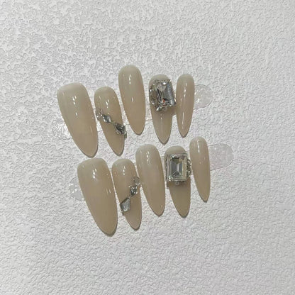 Elegant Stiletto Press-On Nail Set with Rhinestone Accents Acalora