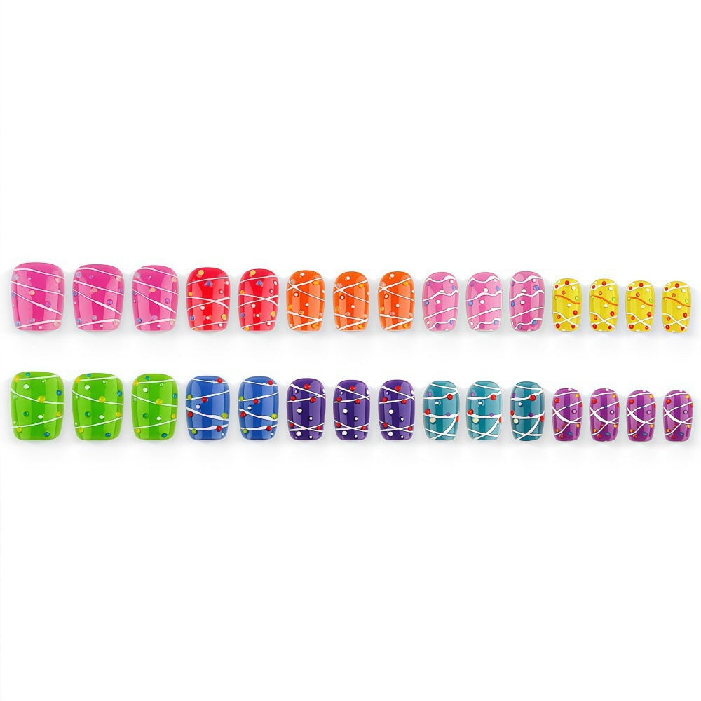 Colorful playful design artificial nails Acalora