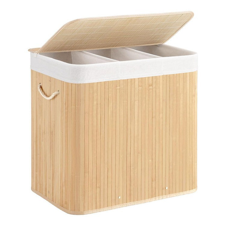 Bamboo Laundry Sorting Bin with Various Compartments Acalora