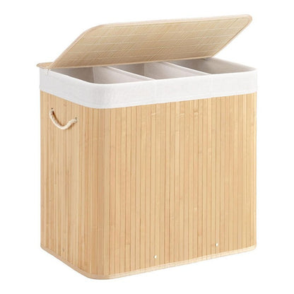Bamboo Laundry Sorting Bin with Various Compartments Acalora
