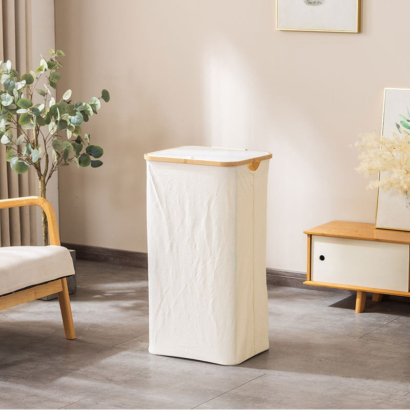 Laundry basket with removable lid and bamboo frame Acalora