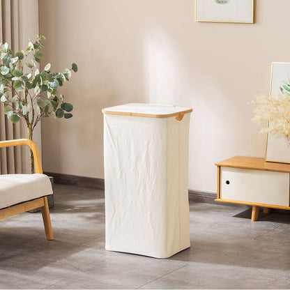 Laundry basket with removable lid and bamboo frame Acalora