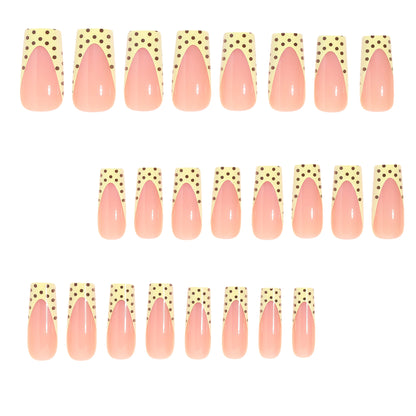 Artistic Long Nail Extensions with Polka Dot Design Acalora