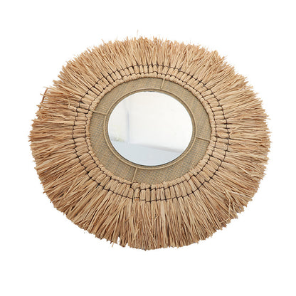 Decorative wall mirror with natural rattan frame Acalora
