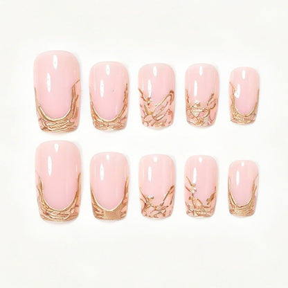 Elegant Marble Tip Acrylic Nail Set Acalora