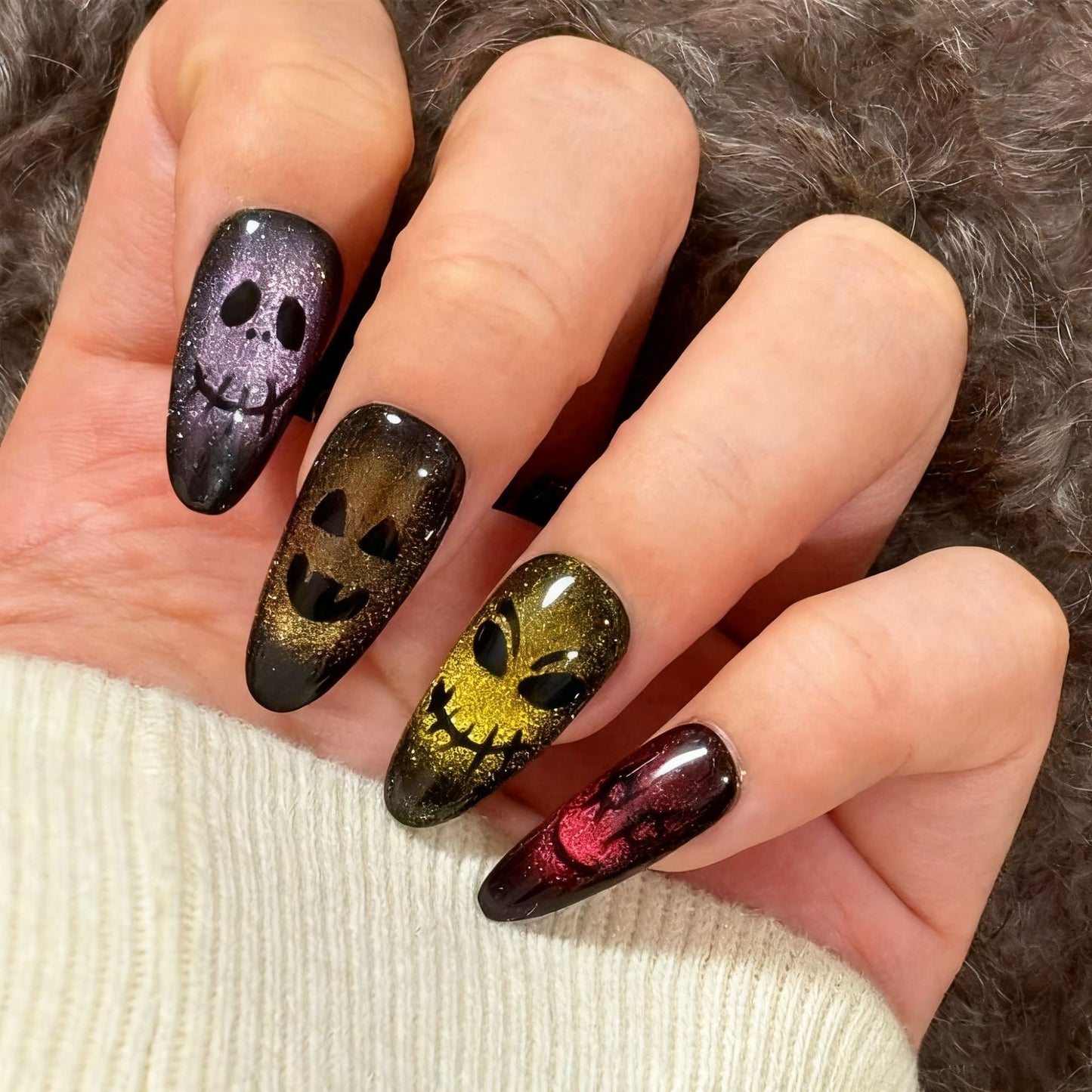 Creative Halloween Nail Art Set with Detailed Creepy Design Acalora