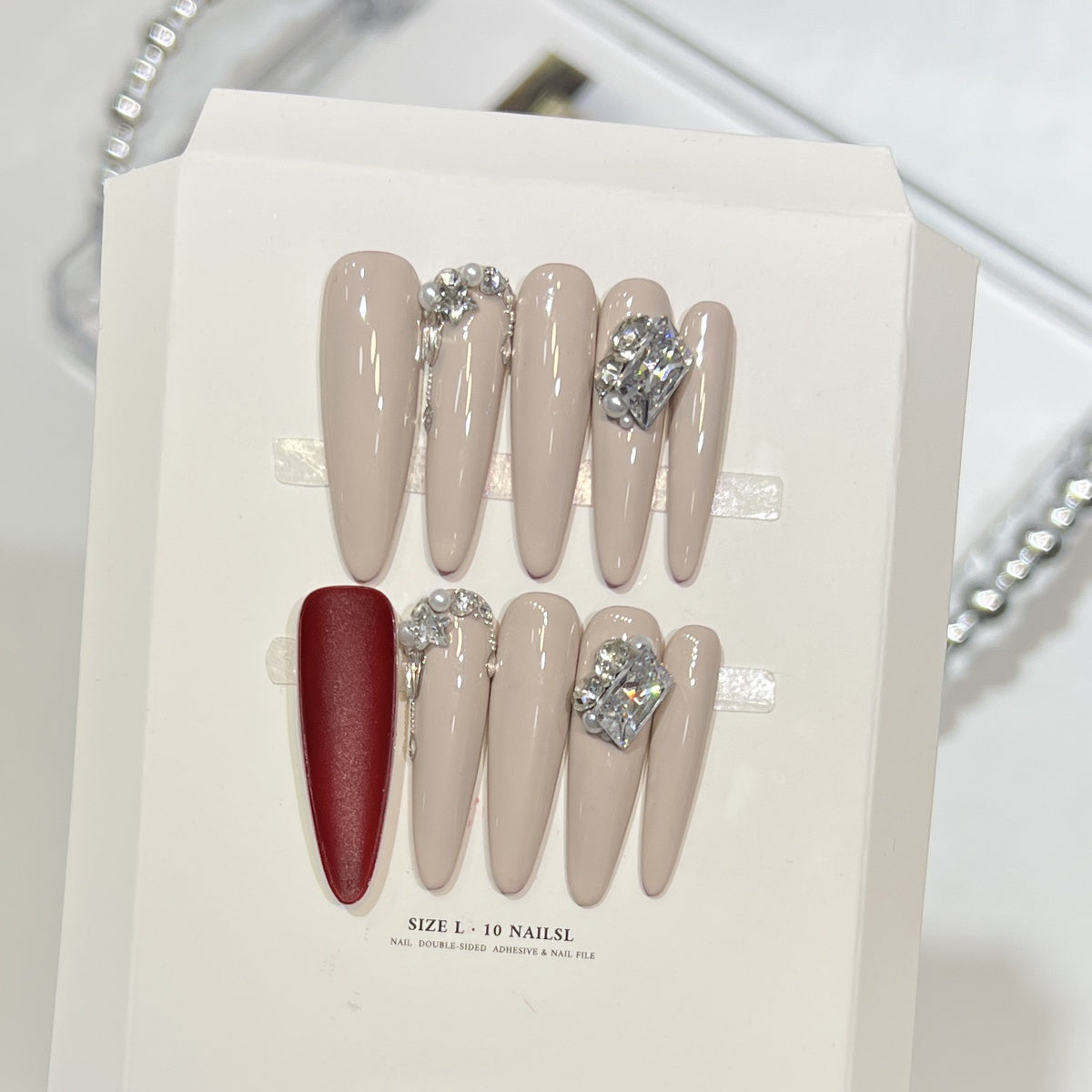 Rhinestone-Embellished Stiletto Nail Art Set Acalora