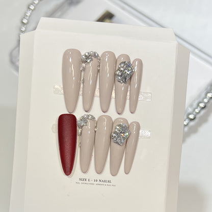 Rhinestone-Embellished Stiletto Nail Art Set Acalora
