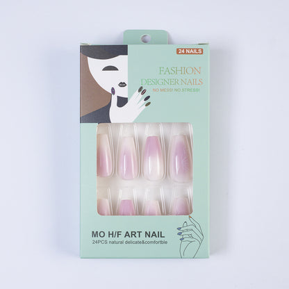 Artificial nails with delicate ombre effect and floral accents Acalora