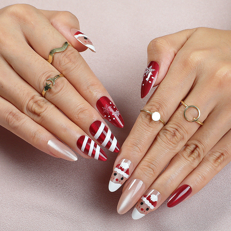 Artificial nail set with festive Christmas designs Acalora