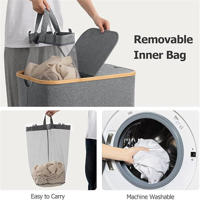 Laundry basket with practical lid and carrying handles Acalora