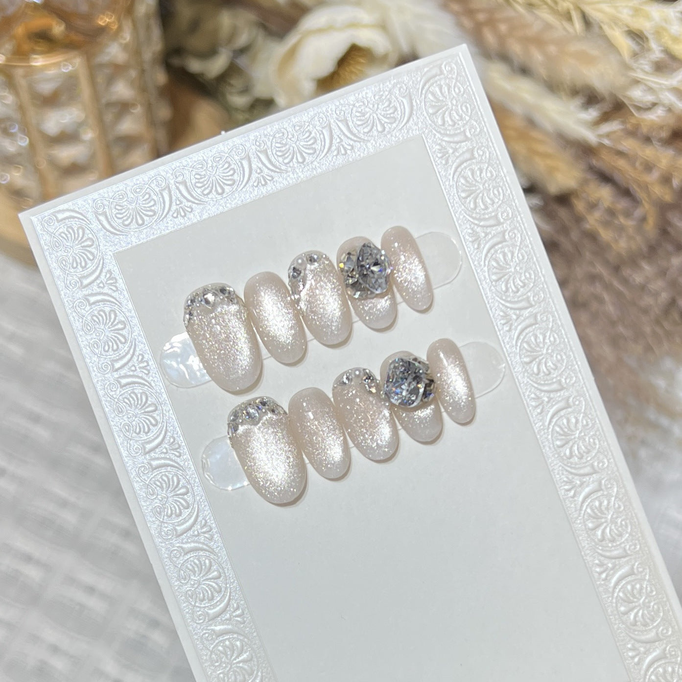 Luxury Gemstone Embellished Press-On Nail Art Acalora