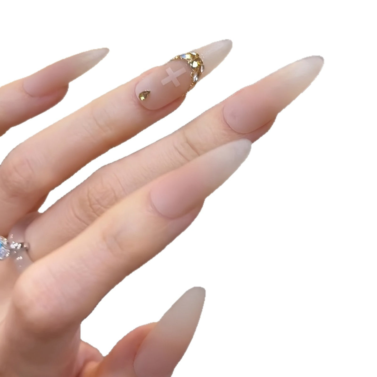 Elegant Stiletto Press-On Nail Art Set with Crystal Accents Acalora