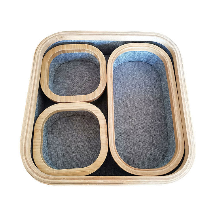 Storage basket set with bamboo frame and fabric inserts Acalora