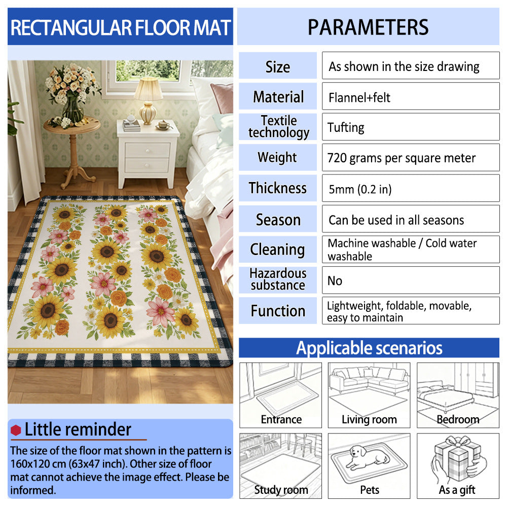 Unisex Artistic Floral Area Rug