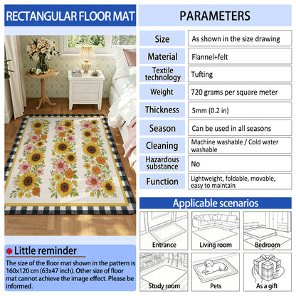 Unisex Artistic Floral Area Rug